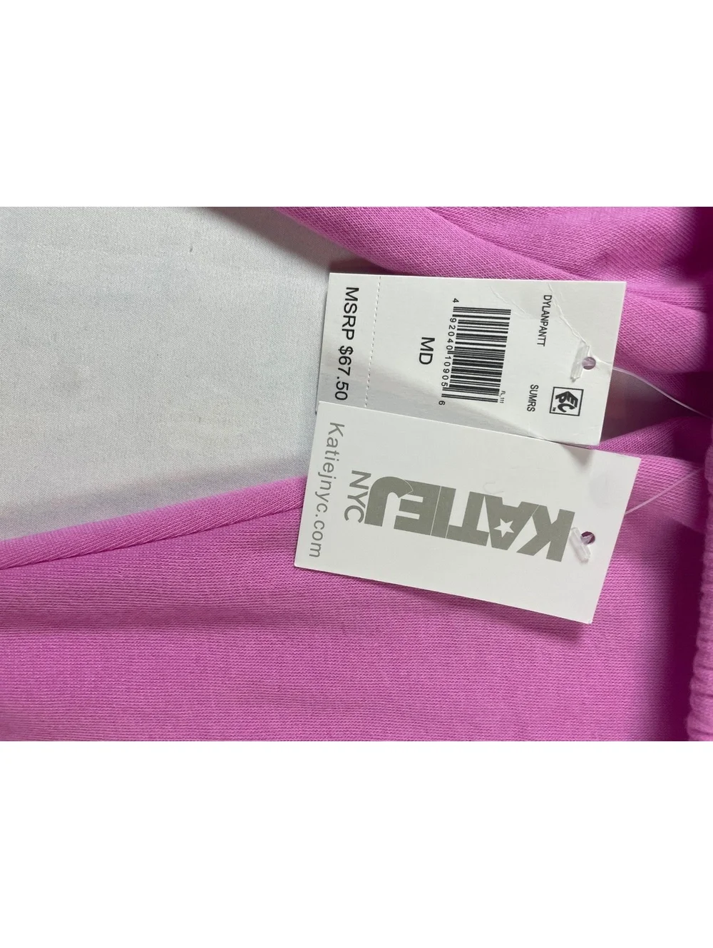 NWT Katie J NYC Dylan Pink Fleece Sweatpants Medium Elastic Waistband Cuffed